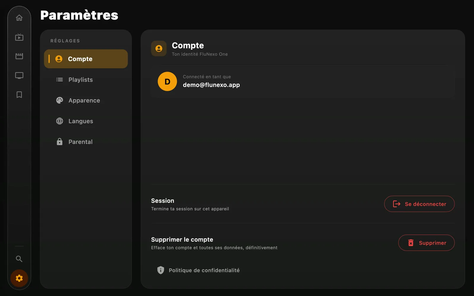 Sua conta – Flunexo